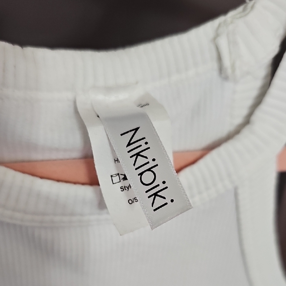 White Ribbed Women's Top - Picture 2 of 3